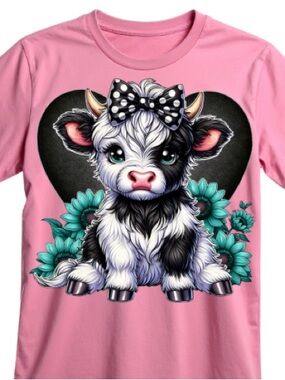 Western Highland Cow Pink Graphic Tee
